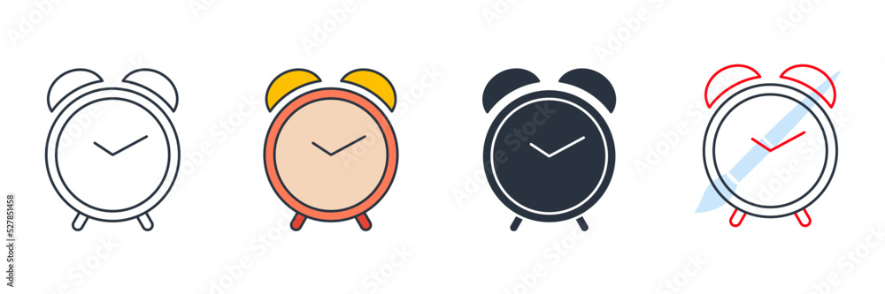 Poster alarm clock icon logo vector illustration. alarm clock ringing symbol template for graphic and web d