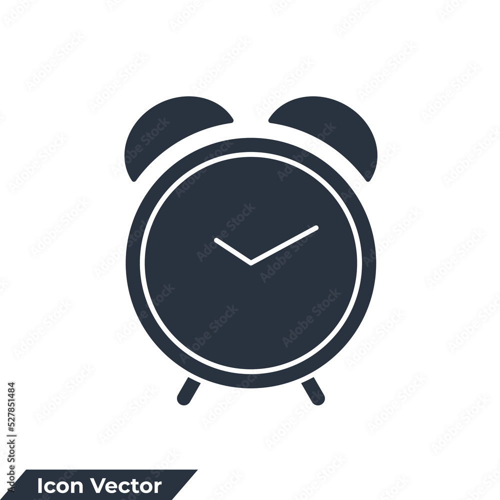 Poster alarm clock icon logo vector illustration. alarm clock ringing symbol template for graphic and web d