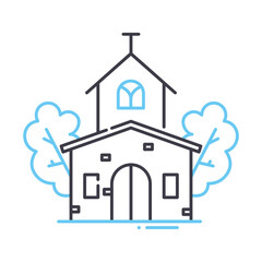 catholic church line icon, outline symbol, vector illustration, concept sign