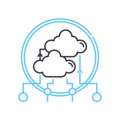 cloud data service line icon, outline symbol, vector illustration, concept sign