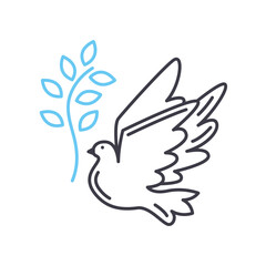 christian dove faith line icon, outline symbol, vector illustration, concept sign