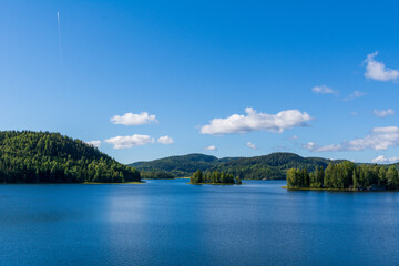 Fototapeta na wymiar Idyllic view of a lake in summer. Copy space