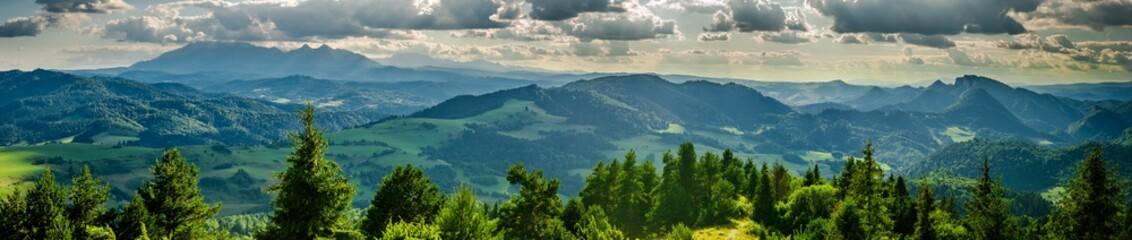 Fototapeta Panorama z Wysokiego Wierchu - Pieniny, Polska obraz