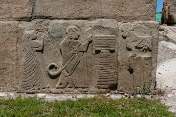 Some orthostats in Alacahoyuk archaeological site, Corum, Turkey