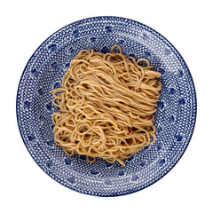 Isolated bowl of boiled asian soba noodles