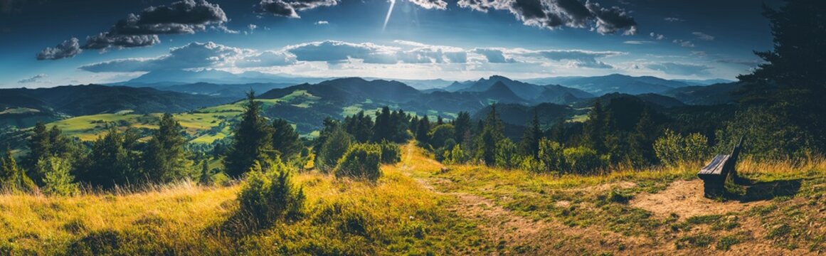 Panorama z Wysokiego Wierchu - Pieniny, Polska