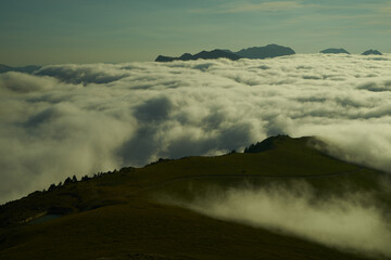Fog over mountains in French pyrenees