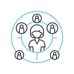 corporation network line icon, outline symbol, vector illustration, concept sign
