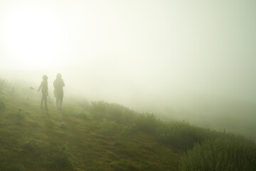 Fototapeta na wymiar Fog over mountains in French pyrenees