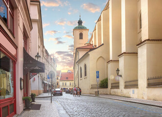 Jakubska street and the Basilica of St James (Bazilika sv. Jakuba). Prague, Czech Republic
