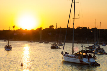 boats at sunset