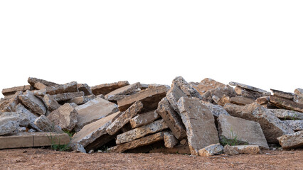 Isolates, large pile of concrete scraps, which were obtained from the demolition of the old roads...