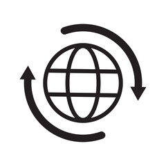 round globe with sync arrow direction icon