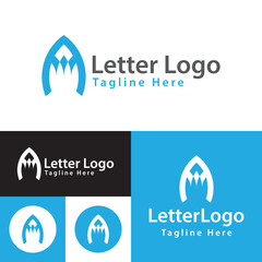 A letter Logo. Minimal Vector Logo Design.Black and White.Modern Sky Blue Color.