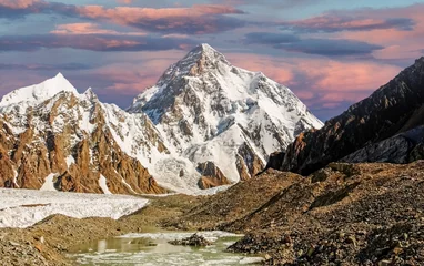 Fotobehang Gasherbrum K2-top, de op een na hoogste berg ter wereld