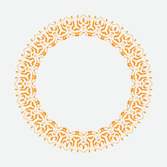 Decorative line art frame for design template. Elegant element for design in Eastern style, place for text. Golden outline floral border. Lace illustration for invitations and greeting cards