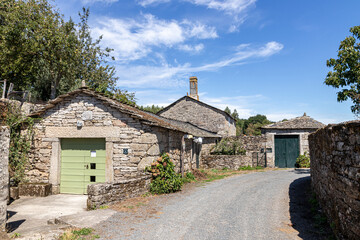 Fototapeta na wymiar Boveda de Mera, Spain. Traditional Galician small houses on this village in Galicia