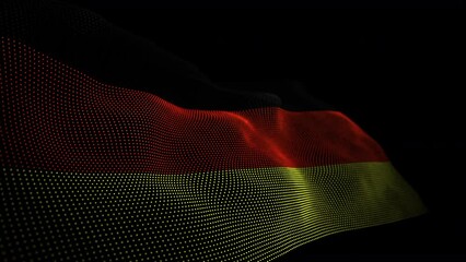 Seamless looping animated digital flag of Germany overlay rendered of points in 4K resolution including luma matte - Powered by Adobe