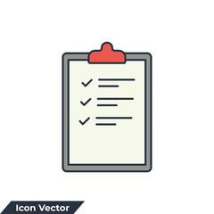 clipboard icon logo vector illustration. Signed approved document symbol template for graphic and web design collection