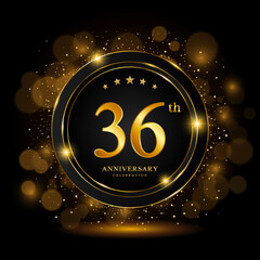 36th Anniversary Celebration. Golden anniversary celebration template design, Vector illustrations.