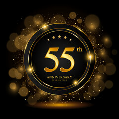 55th Anniversary Celebration. Golden anniversary celebration template design, Vector illustrations.