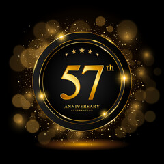 57th Anniversary Celebration. Golden anniversary celebration template design, Vector illustrations.