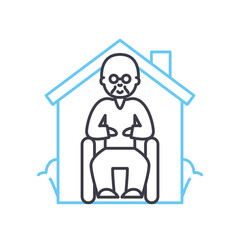 disabled senior line icon, outline symbol, vector illustration, concept sign