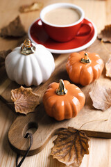 Obraz na płótnie Canvas beautiful autumn background with pumpkins