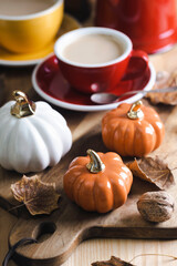 beautiful autumn background with pumpkins