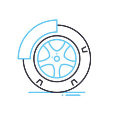 disc brake line icon, outline symbol, vector illustration, concept sign
