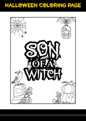Halloween Quotes Coloring page. Halloween coloring page for kids.