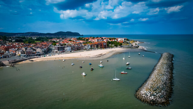 rhos on sea beach, wales, uk. aerial view 18