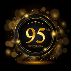 95th Anniversary Celebration. Golden anniversary celebration template design, Vector illustrations.