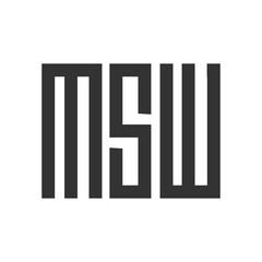 M S W letter logo design on WHITE background. M S W creative initials letter logo concept. M S W letter design