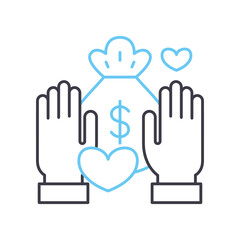 Obraz premium donation money line icon, outline symbol, vector illustration, concept sign