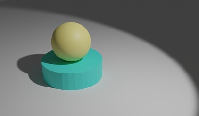 Abstract 3d geometric shapes. Ball on sphere sculpture.