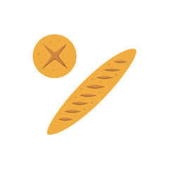 Bread Baguette Flat Illustration. Clean Icon Design Element on Isolated White Background