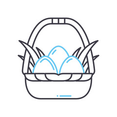 eggs in basket line icon, outline symbol, vector illustration, concept sign