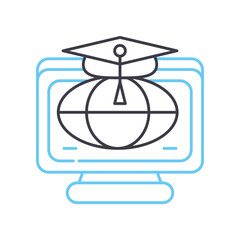e-learning line icon, outline symbol, vector illustration, concept sign
