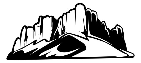 Fototapeta premium Mountain range logo. Natural rocky landscape. Height symbol