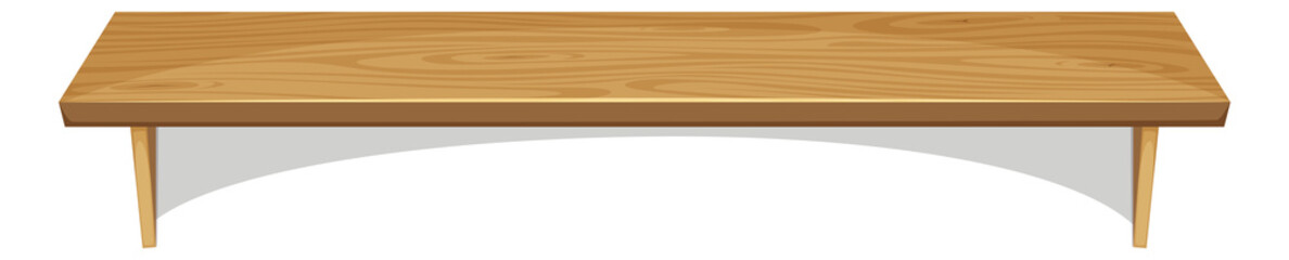 Wooden shelf hanging on wall. Empty wood ledge