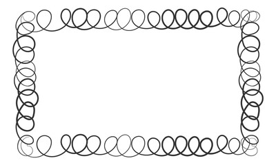 Curly text border. Empty frame in scribble freehand style