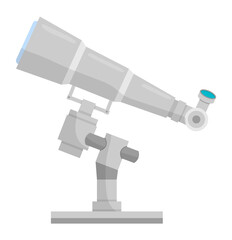 Telescope cartoon icon. Astronomy stars observation Science research equipment illustration.