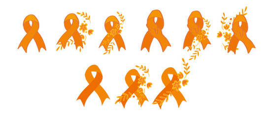 National Bullying Prevention Month October web banner. Orange support and awareness ribbon symbol. Vector illustration