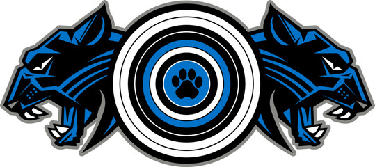 archery team design with panther heads and target for school, college and league © EarlFergusonClipart