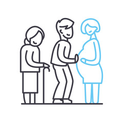 family line icon, outline symbol, vector illustration, concept sign