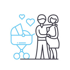 family line icon, outline symbol, vector illustration, concept sign