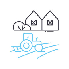 farm line icon, outline symbol, vector illustration, concept sign