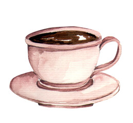 cup of coffee watercolor with chocolate