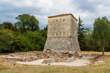 Venetian tower located in Butrint national park, part of UNESCO heritage. Saranda, Albania